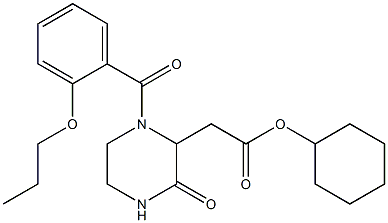 cyclohexyl 2-[3-oxo-1-(2-propoxybenzoyl)-2-piperazinyl]acetate Structure