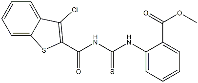 methyl 2-[({[(3-chloro-1-benzothiophen-2-yl)carbonyl]amino}carbothioyl)amino]benzoate 구조식 이미지
