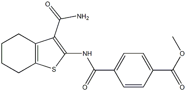 methyl 4-({[3-(aminocarbonyl)-4,5,6,7-tetrahydro-1-benzothiophen-2-yl]amino}carbonyl)benzoate Structure