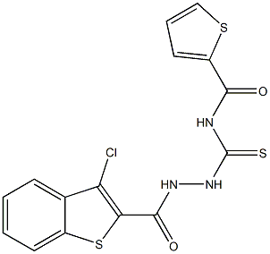 N-({2-[(3-chloro-1-benzothiophen-2-yl)carbonyl]hydrazino}carbothioyl)-2-thiophenecarboxamide Structure