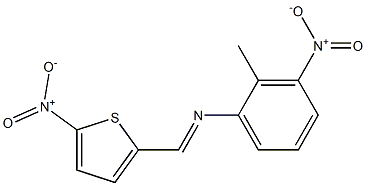 2-methyl-3-nitro-N-[(E)-(5-nitro-2-thienyl)methylidene]aniline 구조식 이미지