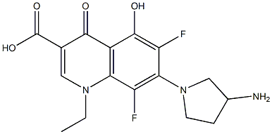 1-Ethyl-6,8-difluoro-5-hydroxy-1,4-dihydro-4-oxo-7-(3-amino-1-pyrrolidinyl)quinoline-3-carboxylic acid 구조식 이미지