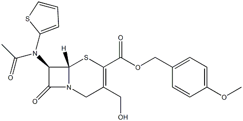 (7R)-3-(Hydroxymethyl)-7-[(2-thienyl)acetylamino]cepham-3-ene-4-carboxylic acid (4-methoxybenzyl) ester 구조식 이미지