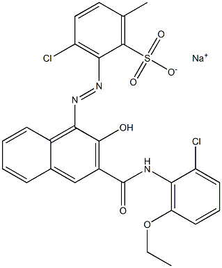 3-Chloro-6-methyl-2-[[3-[[(2-chloro-6-ethoxyphenyl)amino]carbonyl]-2-hydroxy-1-naphtyl]azo]benzenesulfonic acid sodium salt 구조식 이미지