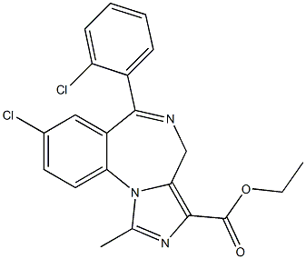 1-Methyl-6-(2-chlorophenyl)-8-chloro-4H-imidazo[1,5-a][1,4]benzodiazepine-3-carboxylic acid ethyl ester Structure