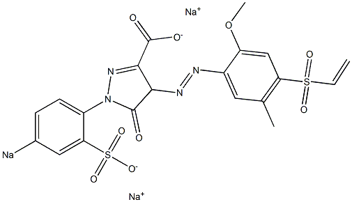 4-(2-Methoxy-5-methyl-4-vinylsulfonylphenylazo)-4,5-dihydro-5-oxo-1-(p-sodiosulfophenyl)-1H-pyrazole-3-carboxylic acid sodium salt 구조식 이미지