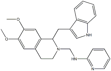 1,2,3,4-Tetrahydro-6,7-dimethoxy-1-[(1H-indol-3-yl)methyl]-2-[[(2-pyridinyl)amino]methyl]isoquinoline Structure