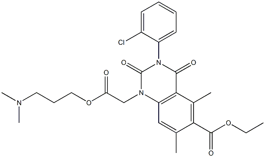 1,2,3,4-Tetrahydro-3-(2-chlorophenyl)-1-[(3-dimethylaminopropoxy)carbonylmethyl]-5,7-dimethyl-2,4-dioxoquinazoline-6-carboxylic acid ethyl ester 구조식 이미지