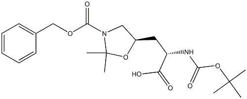 3-[(5R)-3-(Benzyloxycarbonyl)-2,2-dimethyloxazolidin-5-yl]-N-(tert-butyloxycarbonyl)-L-alanine 구조식 이미지