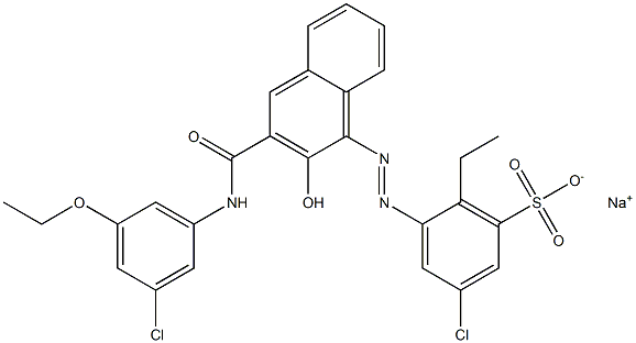 3-Chloro-6-ethyl-5-[[3-[[(3-chloro-5-ethoxyphenyl)amino]carbonyl]-2-hydroxy-1-naphtyl]azo]benzenesulfonic acid sodium salt 구조식 이미지