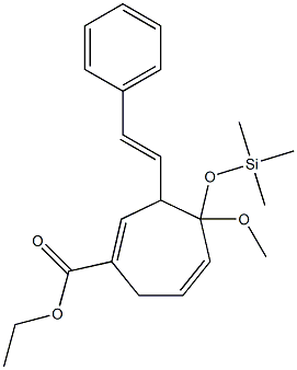 4-Methoxy-4-(trimethylsilyloxy)-3-(2-phenylethenyl)-1,5-cycloheptadiene-1-carboxylic acid ethyl ester 구조식 이미지