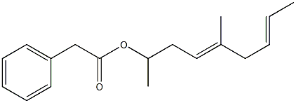 Phenylacetic acid 1,4-dimethyl-3,6-octadienyl ester Structure