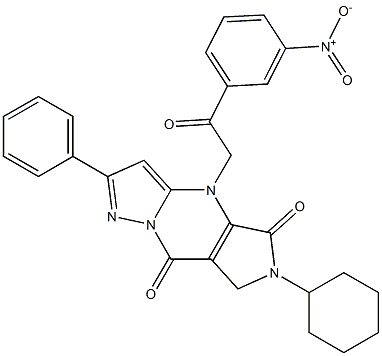 6-Cyclohexyl-6,7-dihydro-4-[2-(3-nitrophenyl)-2-oxoethyl]-2-phenyl-4H-1,4,6,8a-tetraaza-s-indacene-5,8-dione 구조식 이미지