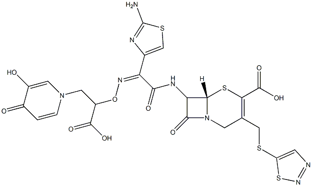 7-[[2-(2-Aminothiazol-4-yl)-2-[(Z)-[1-carboxy-2-[3-hydroxy-4-oxopyridin-1(4H)-yl]ethoxy]imino]acetyl]amino]-3-[[(1,2,3-thiadiazol-5-yl)thio]methyl]cepham-3-ene-4-carboxylic acid Structure