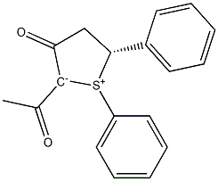 (5R)-2-Acetyl-5-(phenyl)-1-phenyl-3-oxo-2,3,4,5-tetrahydrothiophen-1-ium-2-ide Structure