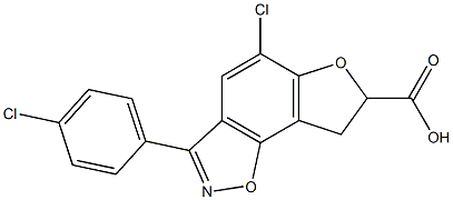 5-Chloro-7,8-dihydro-3-(4-chlorophenyl)furo[2,3-g][1,2]benzisoxazole-7-carboxylic acid 구조식 이미지