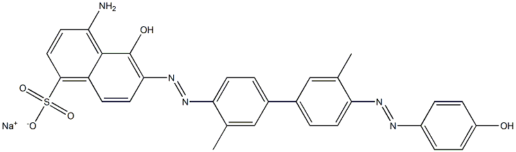 4-Amino-5-hydroxy-6-[[4'-[(4-hydroxyphenyl)azo]-3,3'-dimethyl-1,1'-biphenyl-4-yl]azo]naphthalene-1-sulfonic acid sodium salt 구조식 이미지