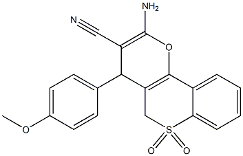 2-Amino-4-[4-methoxyphenyl]-4H,5H-[1]benzothiopyrano[4,3-b]pyran-3-carbonitrile 6,6-dioxide Structure