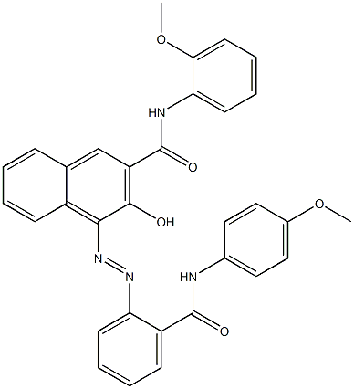 4-[[2-[[(4-Methoxyphenyl)amino]carbonyl]phenyl]azo]-3-hydroxy-N-(2-methoxyphenyl)-2-naphthalenecarboxamide 구조식 이미지