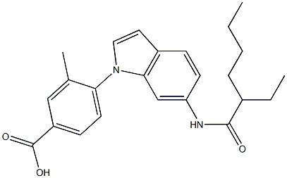 4-[6-(2-Ethylhexanoylamino)-1H-indol-1-yl]-3-methylbenzoic acid 구조식 이미지