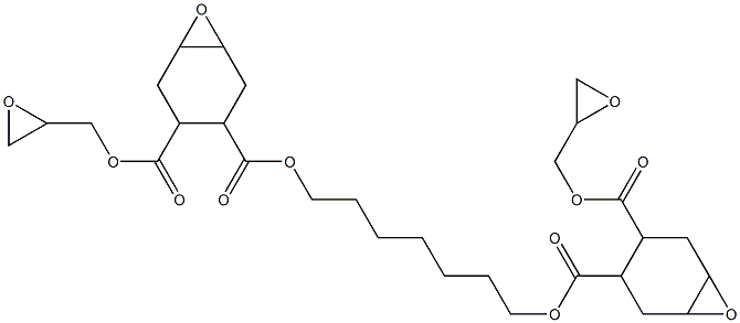 Bis[2-(glycidyloxycarbonyl)-4,5-epoxy-1-cyclohexanecarboxylic acid]1,7-heptanediyl ester Structure