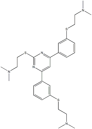 2-(2-Dimethylaminoethylthio)-4,6-bis[3-(2-dimethylaminoethylthio)phenyl]pyrimidine Structure