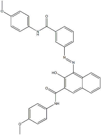 4-[[3-[[(4-Methoxyphenyl)amino]carbonyl]phenyl]azo]-3-hydroxy-N-(4-methoxyphenyl)-2-naphthalenecarboxamide 구조식 이미지