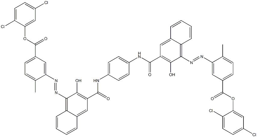 1,4-Bis[1-[[2-methyl-5-(2,5-dichlorophenoxycarbonyl)phenyl]azo]-2-hydroxy-3-naphthoylamino]benzene Structure