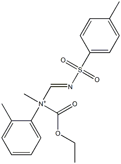 N-Ethoxycarbonyl-2,N-dimethyl-N-(4-methylphenylsulfonyliminomethyl)benzenaminium 구조식 이미지