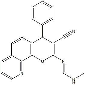 4-Phenyl-2-[(methylamino)methyleneamino]-4H-pyrano[3,2-h]quinoline-3-carbonitrile 구조식 이미지