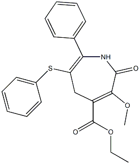 2,5-Dihydro-2-oxo-3-methoxy-6-(phenylthio)-7-phenyl-1H-azepine-4-carboxylic acid ethyl ester Structure