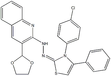 2-[2-[3-(1,3-Dioxolane-2-yl)quinoline-2-yl]hydrazono]-3-(4-chlorophenyl)-2,3-dihydro-4-phenylthiazole Structure