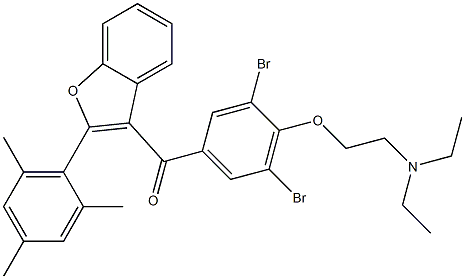 3,5-Dibromo-4-[2-(diethylamino)ethoxy]phenyl 2-(2,4,6-trimethylphenyl)-3-benzofuranyl ketone 구조식 이미지