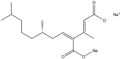 (2E,4Z,7S)-3,7,11-Trimethyl-4-(sodiooxycarbonyl)-2,4-dodecadienoic acid sodium salt Structure