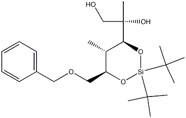 (2S)-2-[(4R,5S,6S)-4-Benzyloxymethyl-2,2-di-tert-butyl-5-methyl-1,3-dioxa-2-silacyclohexan-6-yl]propane-1,2-diol 구조식 이미지