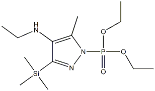 1-(Diethoxyphosphinyl)-5-methyl-4-(ethylamino)-3-(trimethylsilyl)-1H-pyrazole 구조식 이미지