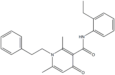 N-(2-Ethylphenyl)-1-phenethyl-2,6-dimethyl-4-oxo-1,4-dihydro-3-pyridinecarboxamide 구조식 이미지