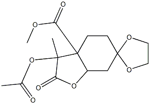 9-Acetyloxy-9-methyl-8-oxospiro[7-oxabicyclo[4.3.0]nonane-4,2'-[1,3]dioxolane]-1-carboxylic acid methyl ester Structure