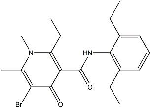 2-Ethyl-5-bromo-1,4-dihydro-1,6-dimethyl-N-(2,6-diethylphenyl)-4-oxopyridine-3-carboxamide 구조식 이미지