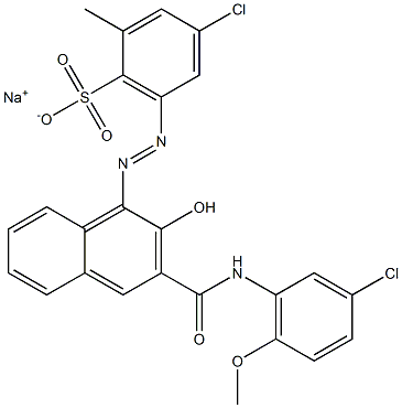 4-Chloro-2-methyl-6-[[3-[[(3-chloro-6-methoxyphenyl)amino]carbonyl]-2-hydroxy-1-naphtyl]azo]benzenesulfonic acid sodium salt Structure