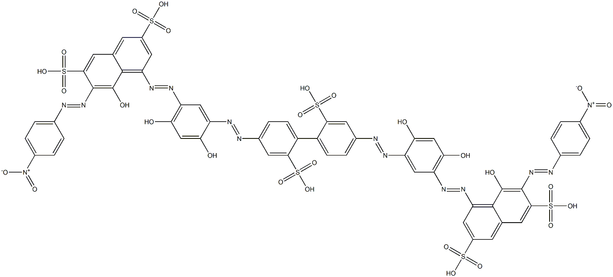 4,4'-[(2,2'-Disulfo[1,1'-biphenyl]-4,4'-diyl)bis[azo(4,6-dihydroxy-3,1-phenylene)azo]]bis[5-hydroxy-6-[(4-nitrophenyl)azo]-2,7-naphthalenedisulfonic acid] Structure