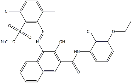 2-Chloro-5-methyl-6-[[3-[[(2-chloro-3-ethoxyphenyl)amino]carbonyl]-2-hydroxy-1-naphtyl]azo]benzenesulfonic acid sodium salt Structure