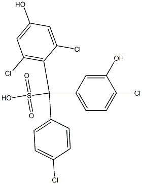 (4-Chlorophenyl)(4-chloro-3-hydroxyphenyl)(2,6-dichloro-4-hydroxyphenyl)methanesulfonic acid 구조식 이미지