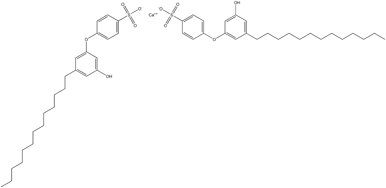 Bis(3'-hydroxy-5'-tridecyl[oxybisbenzene]-4-sulfonic acid)calcium salt 구조식 이미지