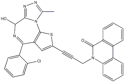 4-(2-Chlorophenyl)-6-hydroxy-9-methyl-2-[3-[(5,6-dihydro-6-oxophenanthridin)-5-yl]-1-propynyl]-6H-thieno[3,2-f][1,2,4]triazolo[4,3-a][1,4]diazepine Structure