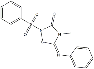 4-Methyl-2-(phenylsulfonyl)-5-(phenylimino)-4,5-dihydro-1,2,4-thiadiazol-3(2H)-one Structure