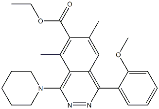 1-(2-Methoxyphenyl)-4-piperidino-5,7-dimethylphthalazine-6-carboxylic acid ethyl ester 구조식 이미지