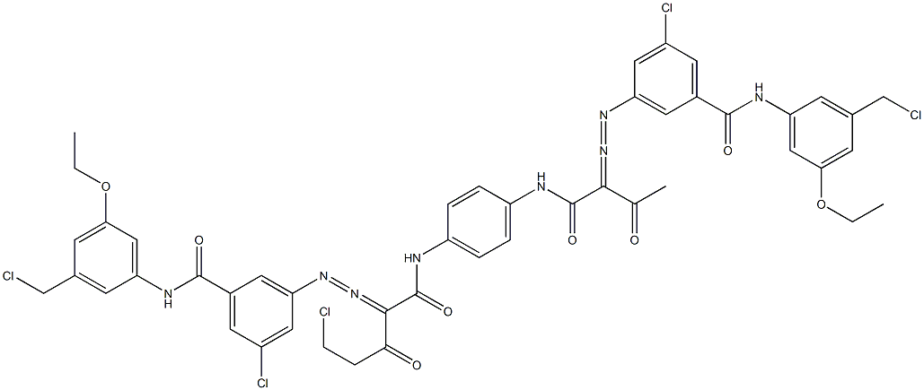 3,3'-[2-(Chloromethyl)-1,4-phenylenebis[iminocarbonyl(acetylmethylene)azo]]bis[N-[3-(chloromethyl)-5-ethoxyphenyl]-5-chlorobenzamide] Structure