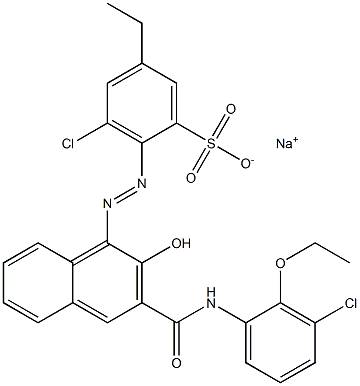 3-Chloro-5-ethyl-2-[[3-[[(3-chloro-2-ethoxyphenyl)amino]carbonyl]-2-hydroxy-1-naphtyl]azo]benzenesulfonic acid sodium salt Structure