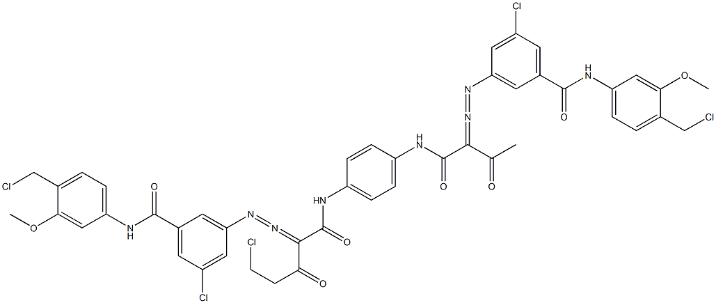 3,3'-[2-(Chloromethyl)-1,4-phenylenebis[iminocarbonyl(acetylmethylene)azo]]bis[N-[4-(chloromethyl)-3-methoxyphenyl]-5-chlorobenzamide] 구조식 이미지